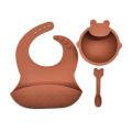 Silicone Baby Dinner Set com uma colher de babador